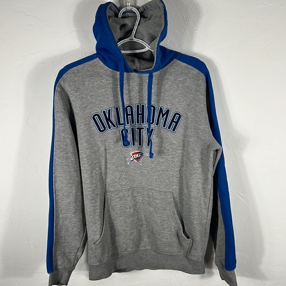 🏀 OKLAHOMA CITY THUNDER NBA Embroidered Stitched Hoodie Sweatshirt - Sz M - GUC